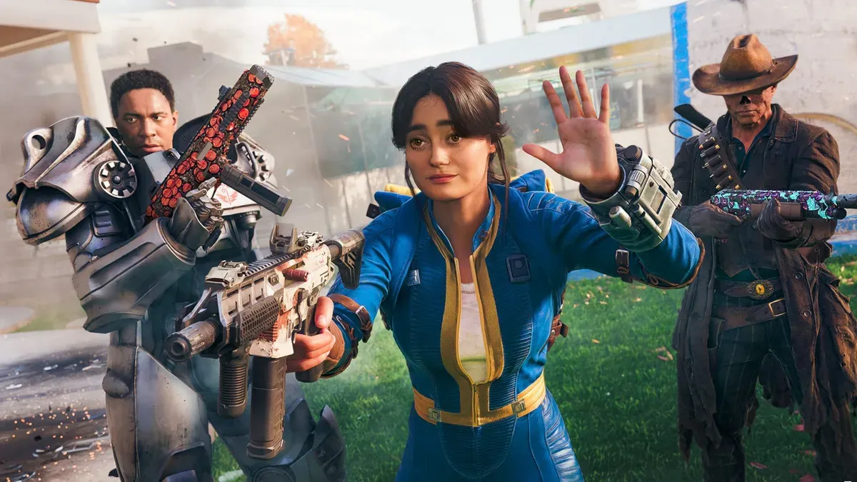 Call of Duty: Black Ops 7 Fallout collaboration featuring Vault-Tec jumpsuits and power armor.