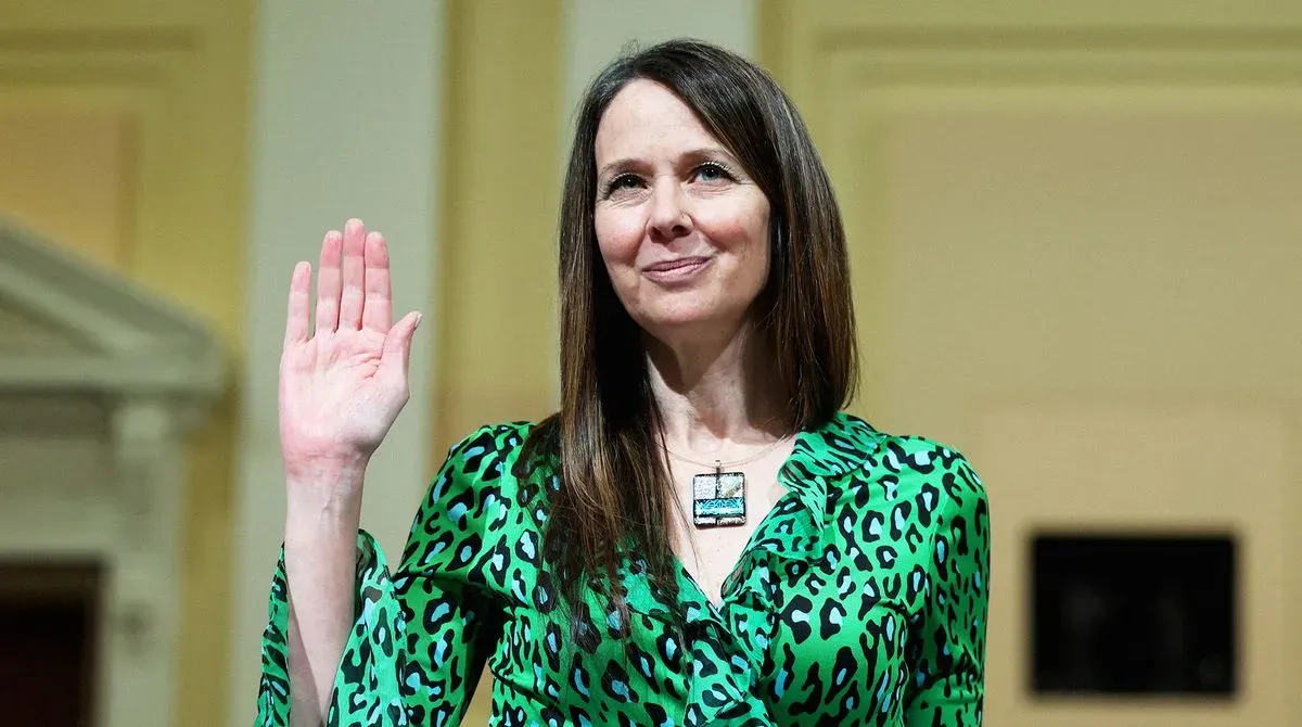 Jen Easterly, CEO of RSA Conference, addressing cybersecurity challenges in the AI era.