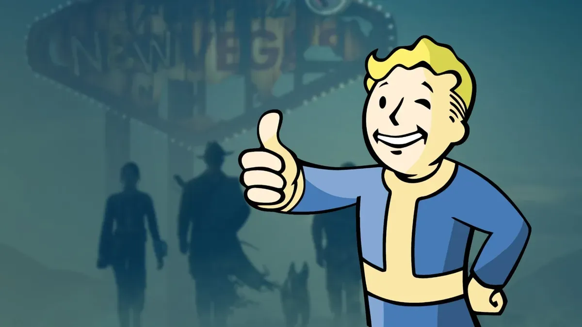 Fallout Season 2 promotional art with a post-apocalyptic theme