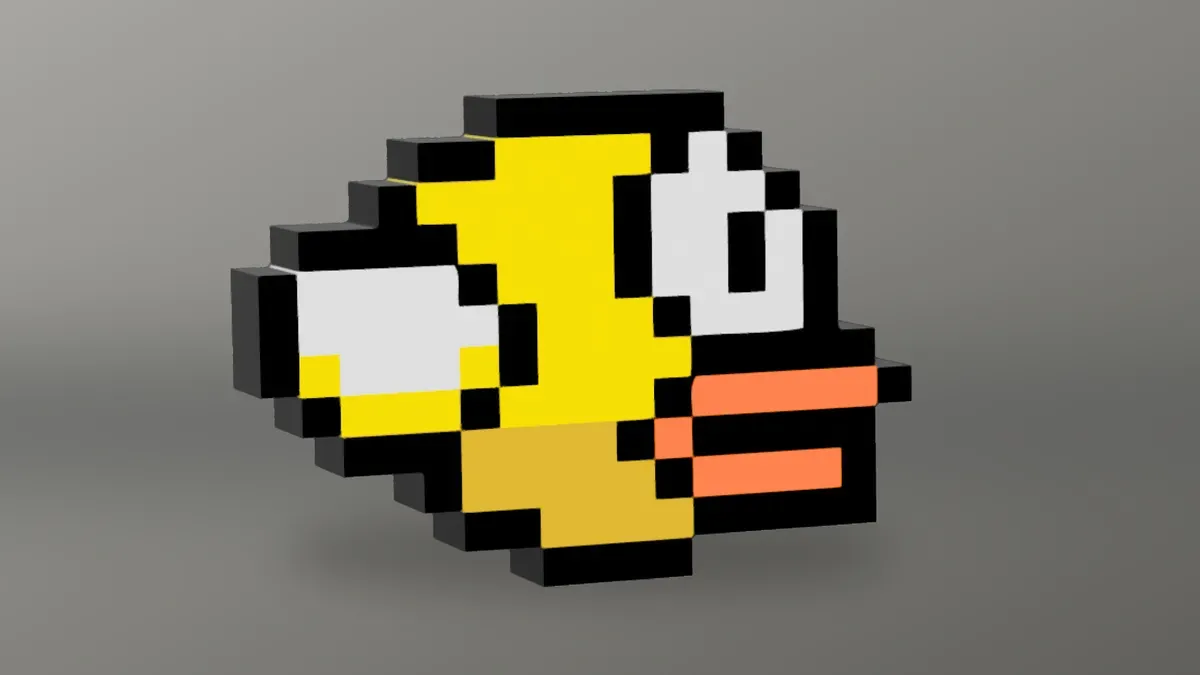 Flappy Bird game screenshot with the bird navigating through pipes