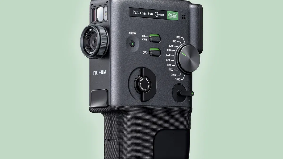 Fujifilm Instax Mini Evo Cinema instant camera with QR code print