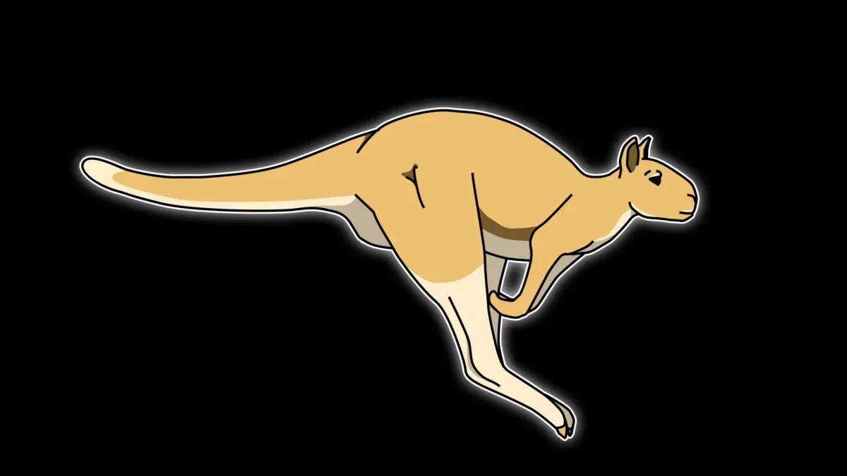 Ancient kangaroo skeleton with highlighted metatarsal and heel bones