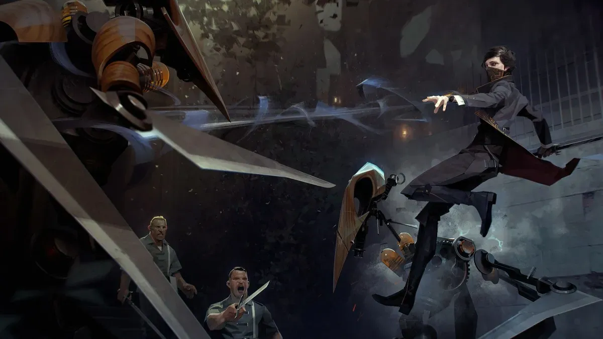 Elden Ring's Raya Lucaria castle at sunset with stained glass and spires