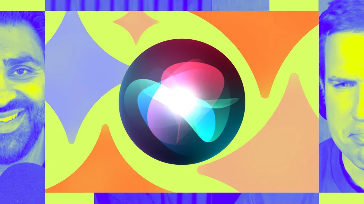 Apple's Siri logo alongside Google's Gemini AI and Meta's metaverse headset