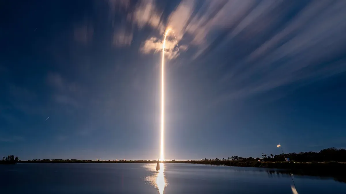 SpaceX Falcon 9 rocket launching Starlink satellites from Cape Canaveral in 2026