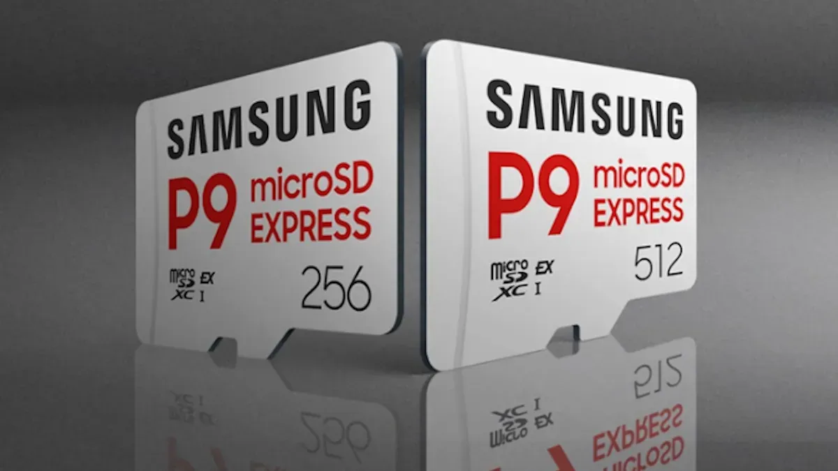 Samsung P9 microSD Express card in a Nintendo Switch 2 console slot