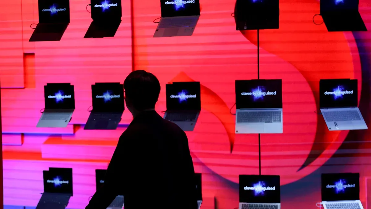 PC components on a blue background with rising price tags and AI circuit patterns