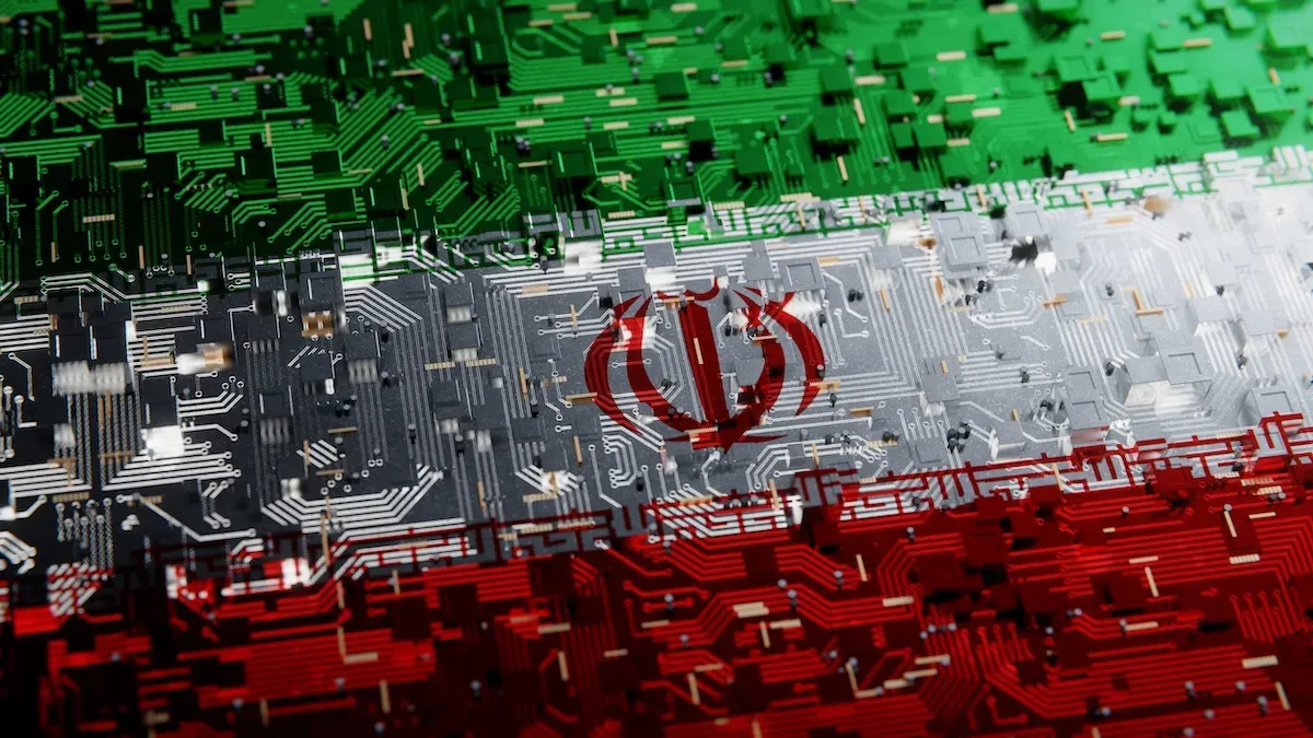 Cybersecurity threat landscape with Iranian APT activity highlighted