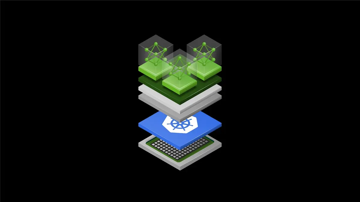 NVIDIA DRA Driver logo on Kubernetes cluster background