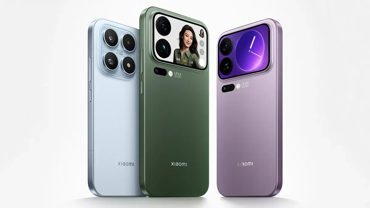 Xiaomi 17 series smartphones in various color options, excluding the Pro models with rear displays